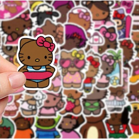 SANRIO Hello Kitty (Brown Skin) Cartoon Stickers (20 pc) SUPER CUTE! - Picture 6 of 8
